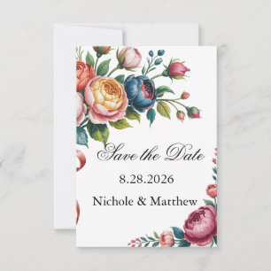 Elegant blomsterkrans bröllop spara datumet