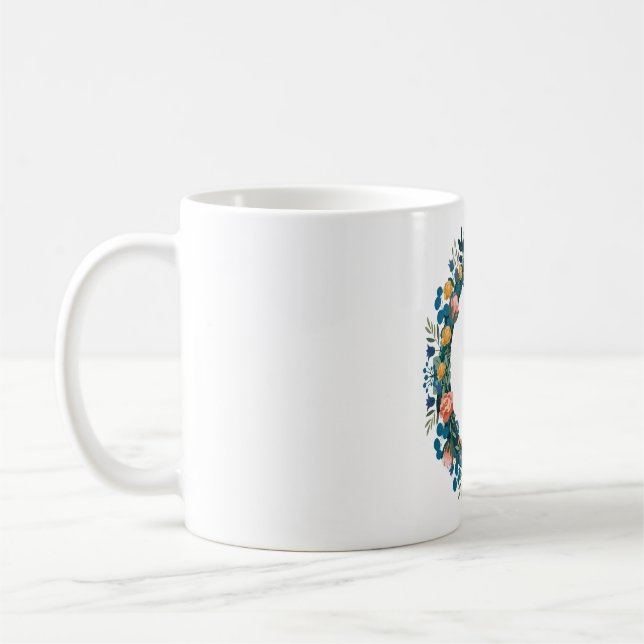 Elegant blomsterkrans ram mönster kaffemugg (Vänster)