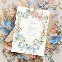 Elegant blomsterkrans vapensköld | Monogram bröllo