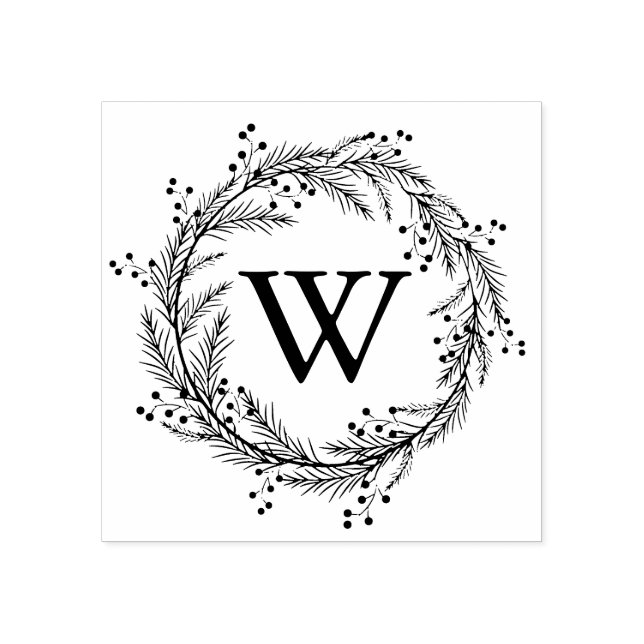 Elegant blomsterkransmonogram stämpel (Tryck)