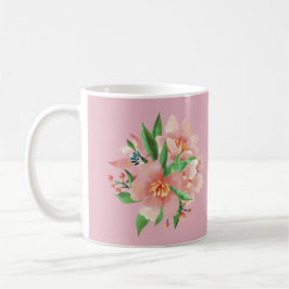 Elegant Blomsterkrukvävd Mugg – Rosa Blomdesign