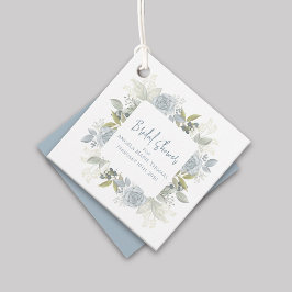 Elegant blomsterkvinnlig bröllopsfest Dammiga blå  Gåvor Etiketter