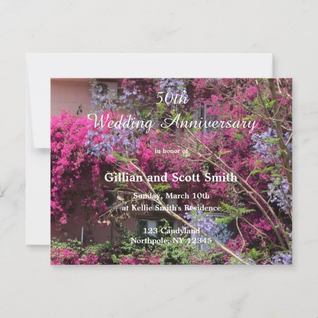 Elegant blomsterlig 50-års bröllopsinbjudan inbjudningar (Framsida)