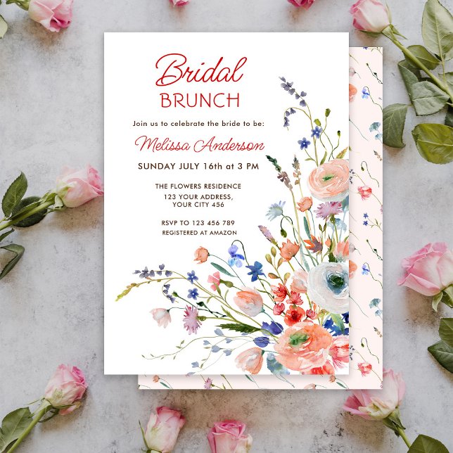 Elegant blomsterlig bröllopsbrunch inbjudningar (Skapare uppladdad)