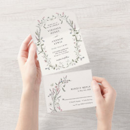 Elegant blomsterlig helhetsinbjudan till bröllop