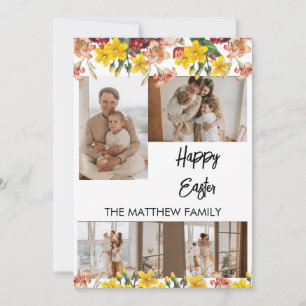 elegant blomsterlig påsk, familj fyra fotokollage julkort