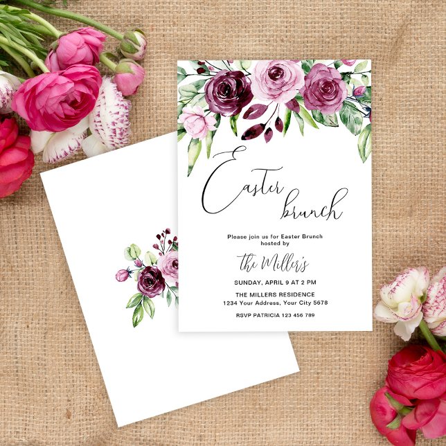 Elegant blomsterlig påskbrunch-inbjudan inbjudningar (Skapare uppladdad)