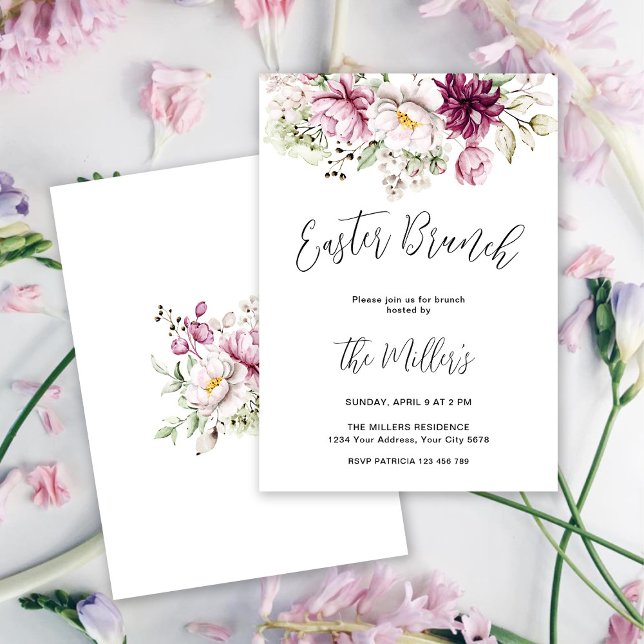 Elegant blomsterlig påskbrunch-inbjudan inbjudningar (Skapare uppladdad)