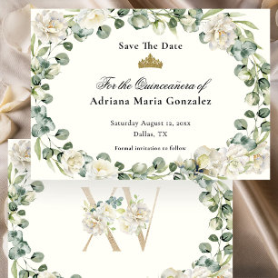Elegant blomsterlig Quinceanera-spara datum-kort Spara Datumet
