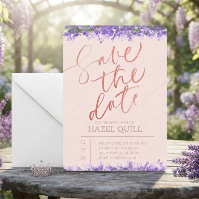 Elegant blomsterlig Quinceañera Spara datumet Inbjudningar (Skapare uppladdad)