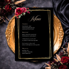 Elegant blomsterlig röd svart dyster Romantisk brö Meny
