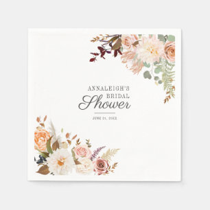 Elegant blomsterlig skrift Bröllopsduschpapper Pappersservett