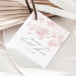 Elegant blomsterlig skrivstil Rosa Bröllopsdusch Gåvor Etiketter