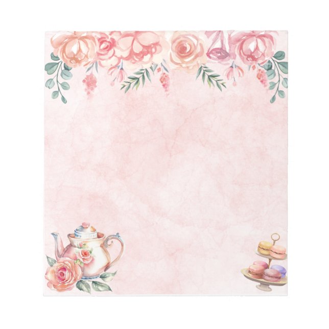 Elegant blomsterlig tepartinotepad anteckningsblock (Framsida)