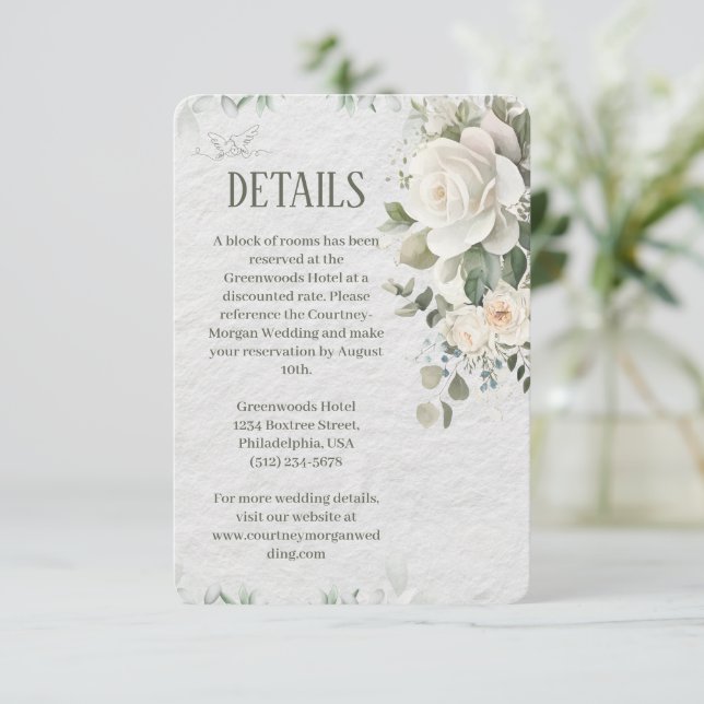 Elegant blomsterlig vigselkortbilaga tilläggskort (Stående Fram)