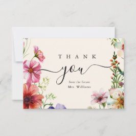 Elegant blomsterlig vildblomma bröllopsfest tack kort