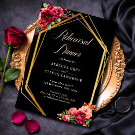 Elegant blomsterlik röd svart dyster romantisk brö inbjudningar