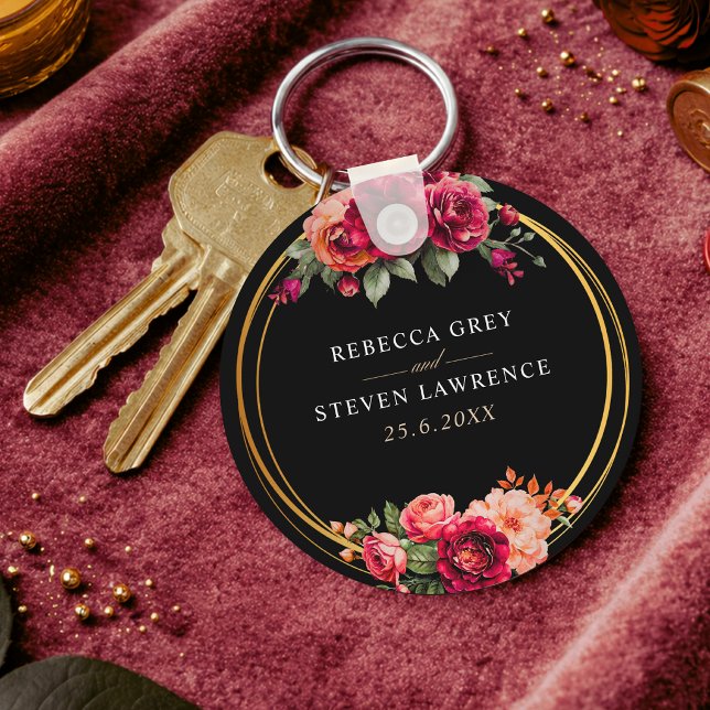 Elegant blomsterlik röd svart dyster romantisk brö nyckelring (Skapare uppladdad)