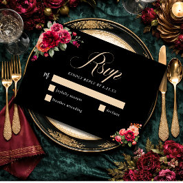 Elegant blomsterlik röd svart dyster Romantisk brö OSA Kort