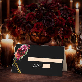 Elegant blomsterlik röd svart dyster romantisk brö placeringskort