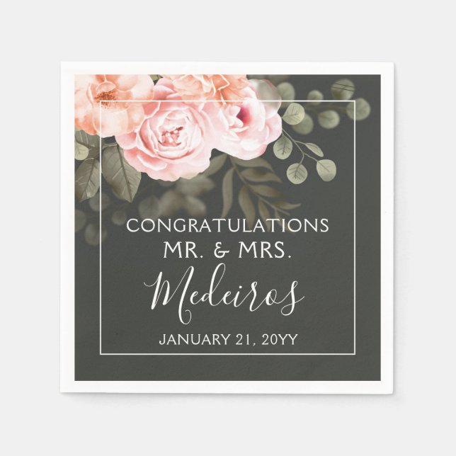 Elegant blomsterlika rosafärgade botaniska moderna pappersservett (Framsidan)