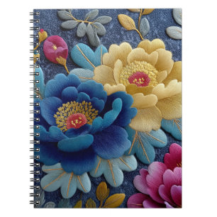 Elegant blomsterliknande falsk broderi vintage peo anteckningsbok