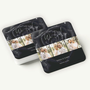 Elegant blomsterliknande Midnight Rose fotokollage Underlägg Papper Kvadrat