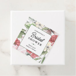 Elegant blomsterliknande rosa och salvia grön bröl gåvor etiketter