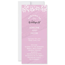 Elegant blomsterliknande rosa & vit bröllopsprogra