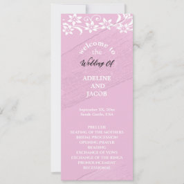 Elegant blomsterliknande rosa & vit bröllopsprogra inbjudningar