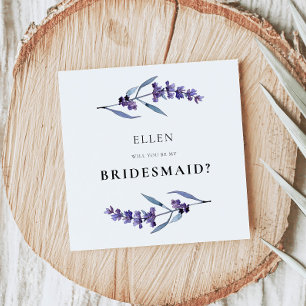 Elegant blomsterlila brudtärna-förslagskort inbjudningar