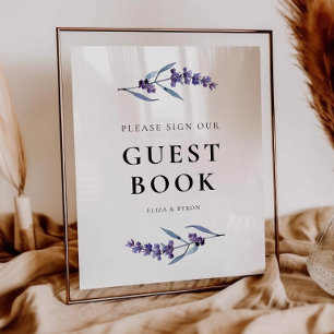 Elegant blomsterlila gästbok poster