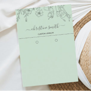 Elegant blomsterljus teal botanisk örhängekort visitkort