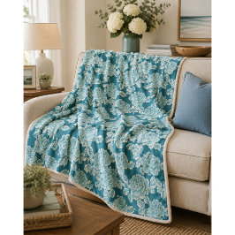 Elegant blomstermadrass med vintage charm fleecefilt