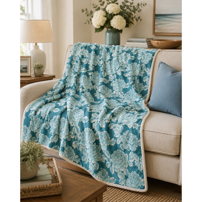 Elegant blomstermadrass med vintage charm fleecefilt (Skapare uppladdad)