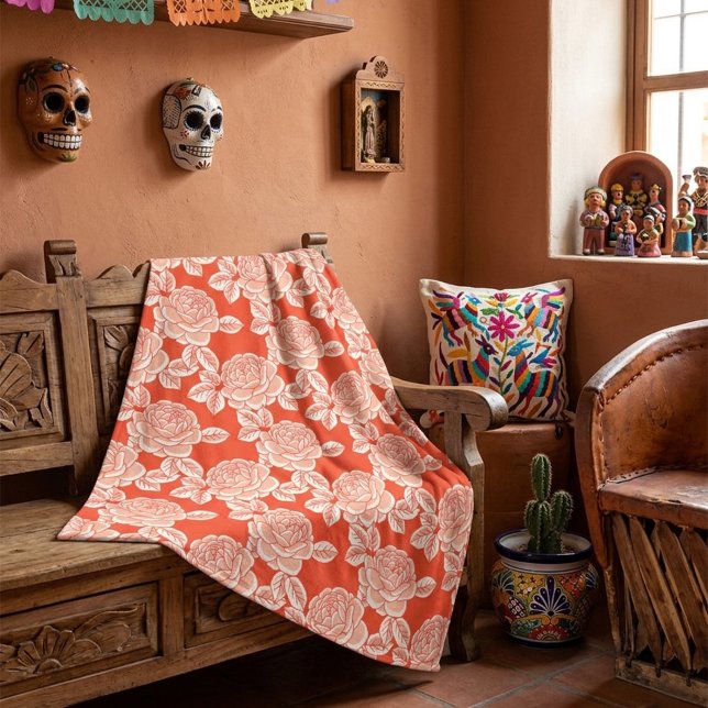Elegant blomstermadrass med vintage charm fleecefilt (Skapare uppladdad)