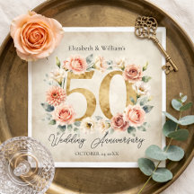 Elegant Blomstermålning i Vattenfärg 50-års Bröllo