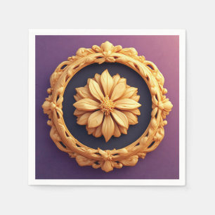Elegant blomstermedaljong dekoration för bröllopsb pappersservett