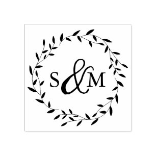 Elegant blomstermönster för bröllopsmonogram stämpel