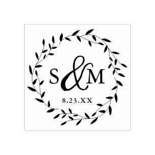 Elegant blomstermönster för bröllopsmonogram stämpel