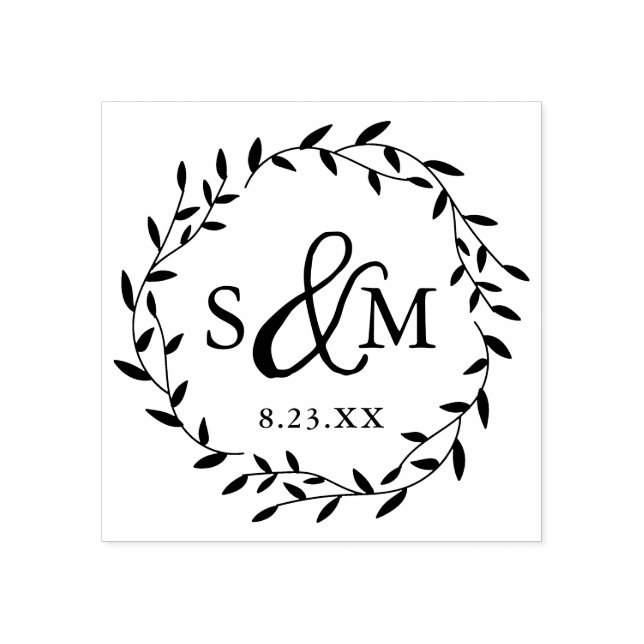 Elegant blomstermönster för bröllopsmonogram stämpel (Tryck)