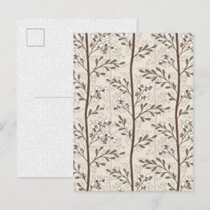 Elegant blomstermönster med små blomknoppar konst helg vykort