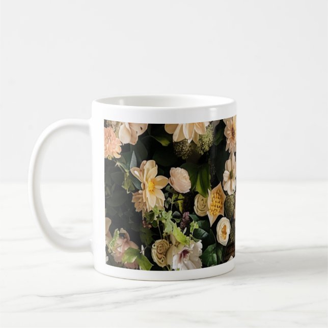 Elegant blomstermönster mugg | Neutral estetik Bri (Vänster)
