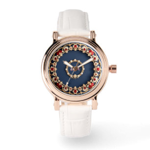 Elegant blomsterornament design armbandsur