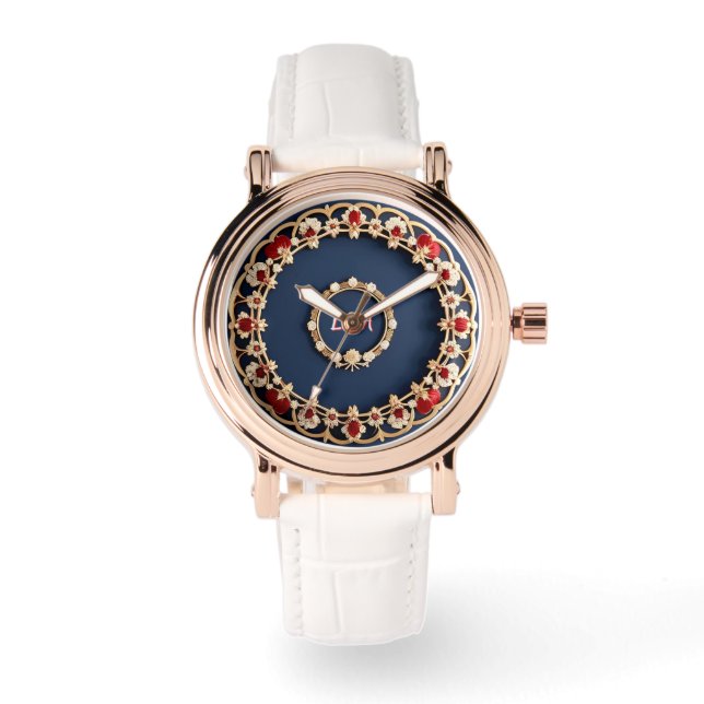 Elegant blomsterornament design armbandsur (Framsida)