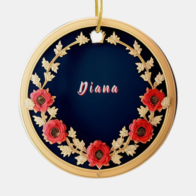 Elegant blomsterornament design julgransprydnad keramik (Framsidan)