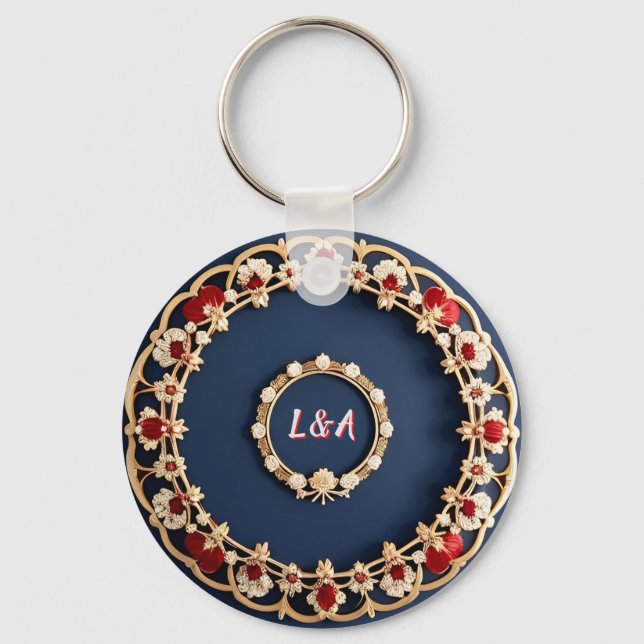 Elegant blomsterornament design nyckelring (Framsida)