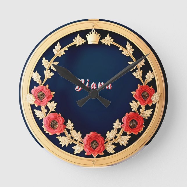 Elegant blomsterornament design rund klocka (Framsida)