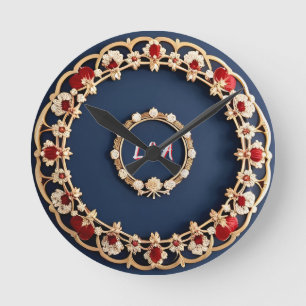 Elegant blomsterornamentik design rund klocka