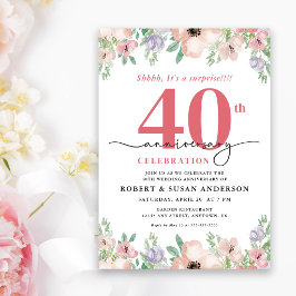 Elegant blomsteröverraskning 40-års bröllopsdag inbjudningar